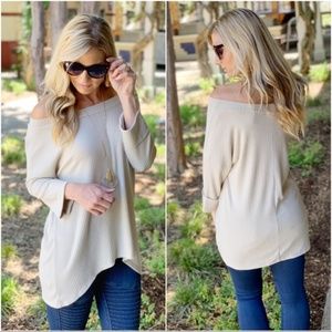 Infinity Raine Tops - Taupe Ribbed Tunic Infinity Raine Tops - Taupe Ribbed Tunic
